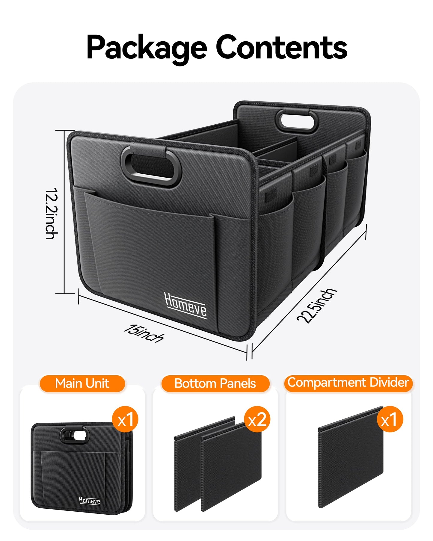 Homeve Foldable Car Trunk Storage Organizer Waterproof