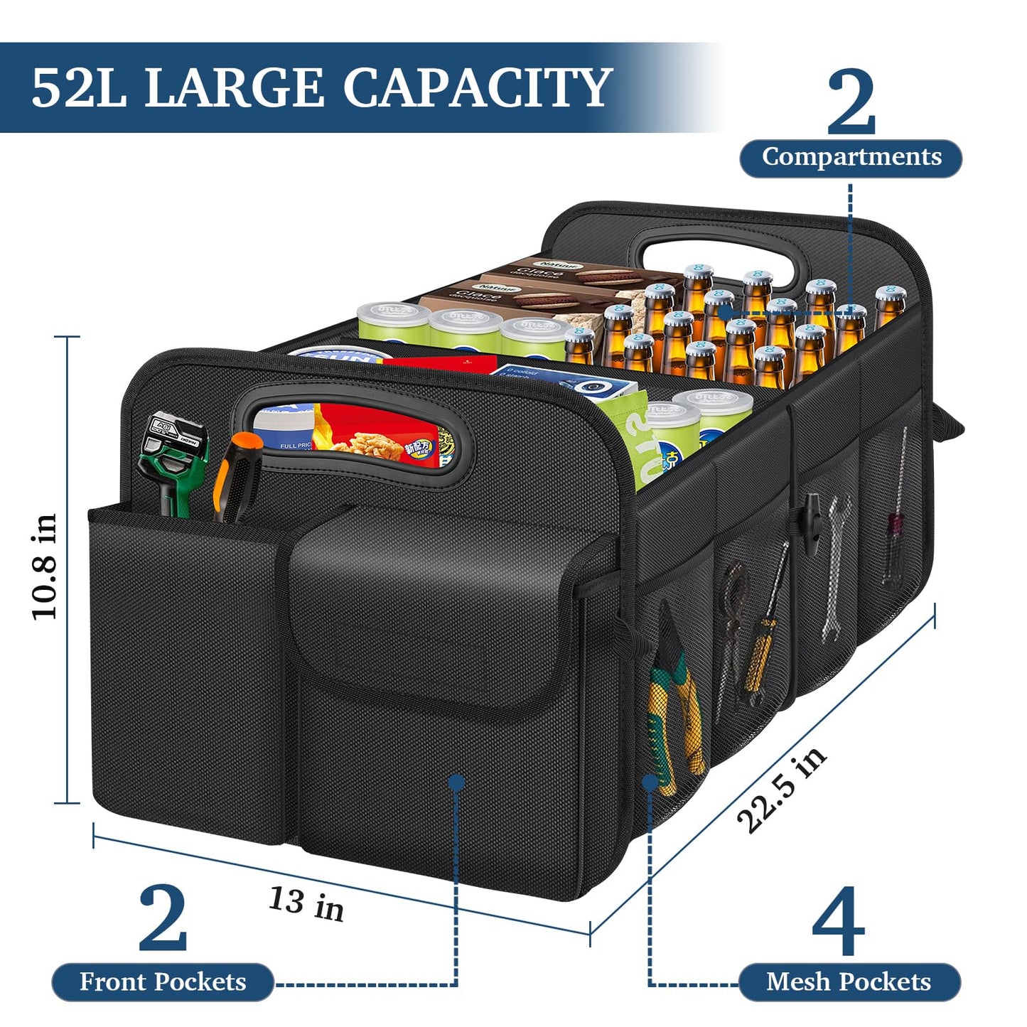 Femuar Waterproof Car Storage Organizer Black